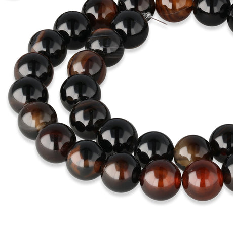 Achat Perlen mehrfarbig – Rot/Schwarz · rund · 8 mm - PerlineBeads SA