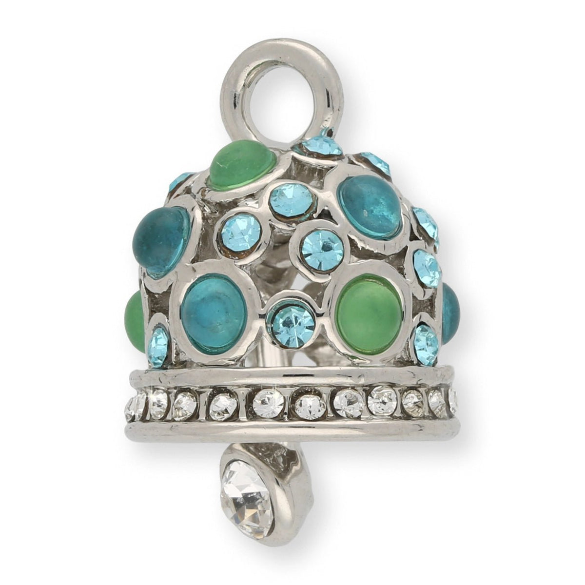 Anhänger “Glocke" - Farbe Silber/Blau/Grün - PerlineBeads SA