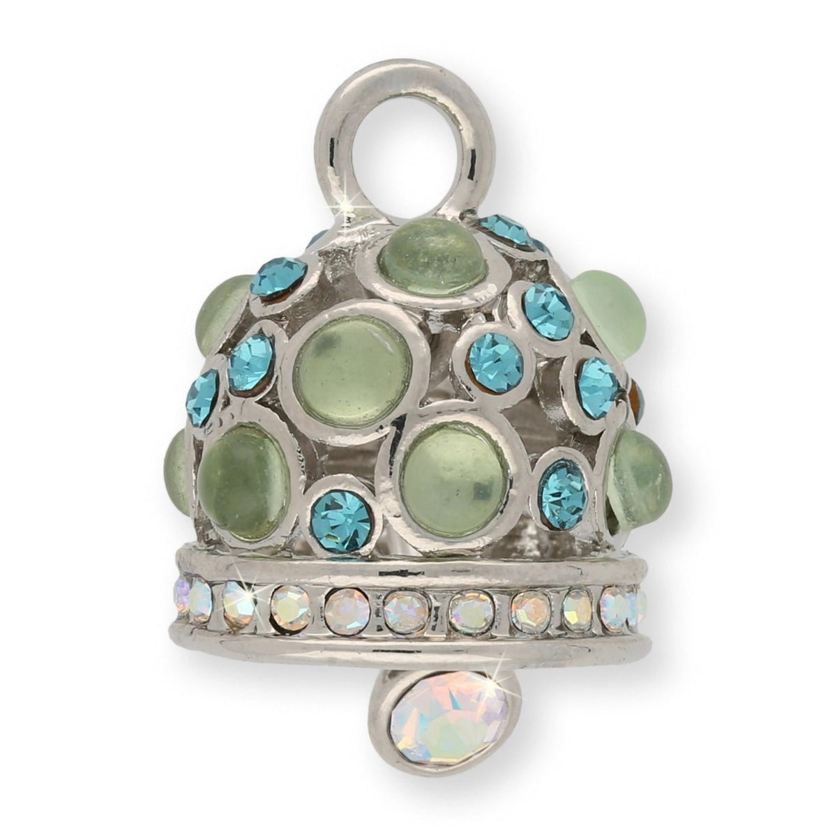 Anhänger “Glocke" - Farbe Silber/Grün/Türkis - PerlineBeads SA