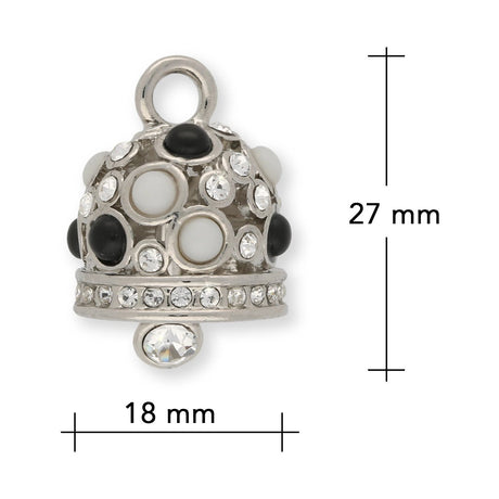 Anhänger “Glocke" - Farbe Silber/Schwarz/Weiss - PerlineBeads SA