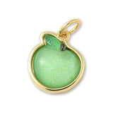 Apfel-Anhänger • Vergoldet • Hellgrün • 13 x 11.5 mm - PerlineBeads SA