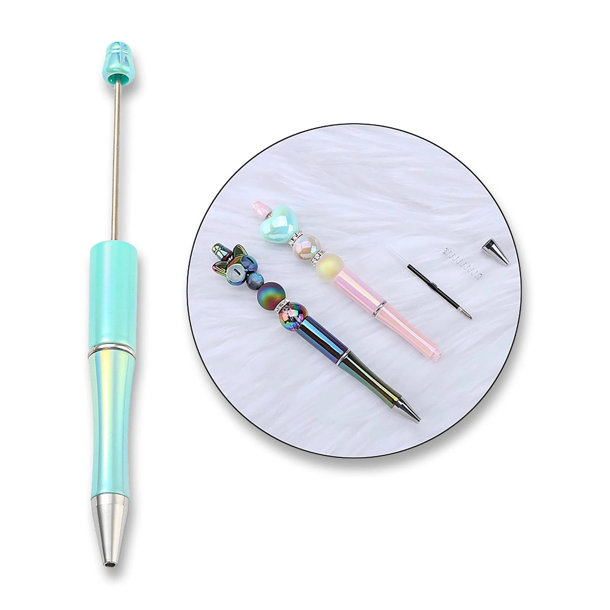 Bastel-Kugelschreiber befüllbar • UV-Beschichtung • Cyan • 150mm - PerlineBeads SA