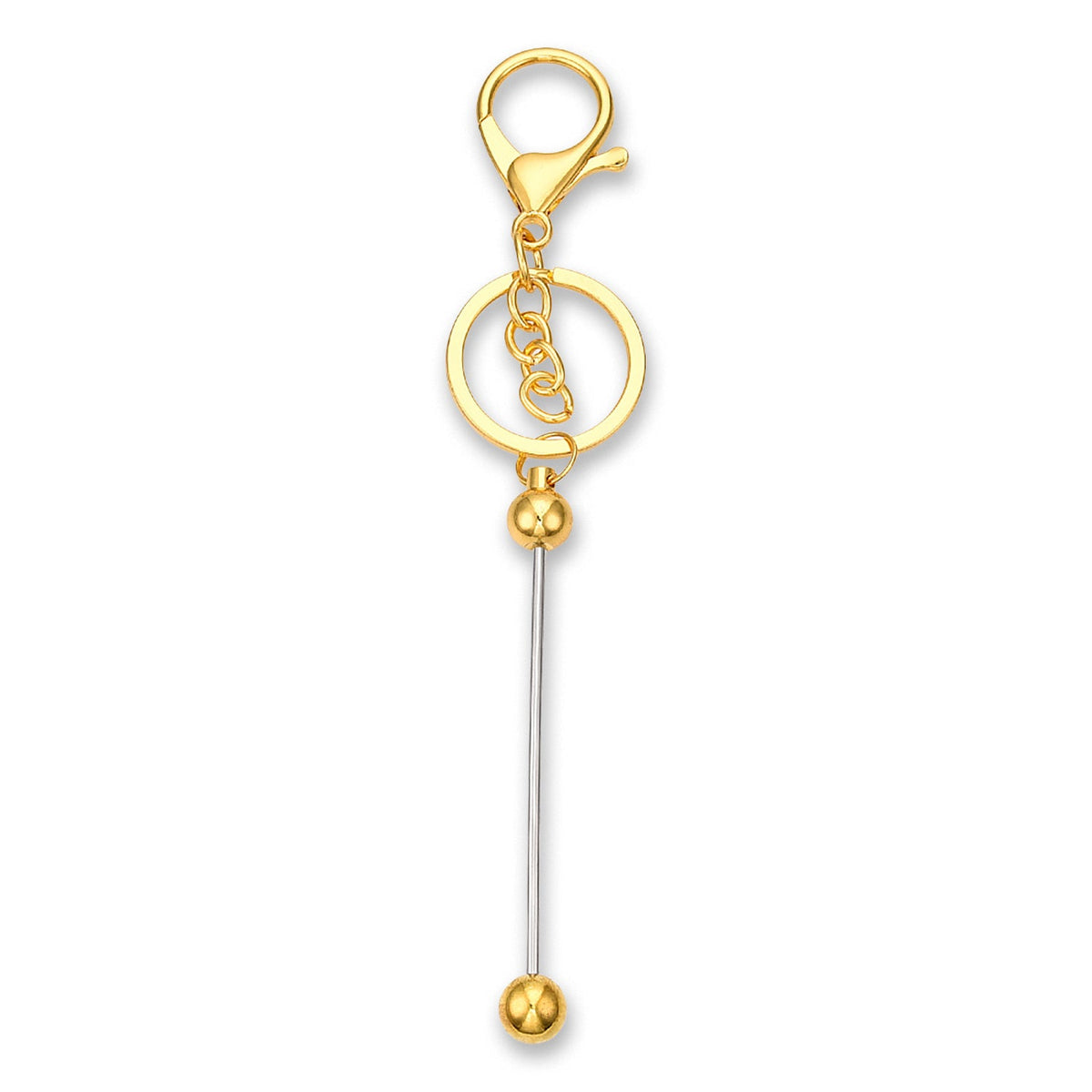 Bastel-Schlüsselanhänger Stab • befüllbar • Farbe Gold • 15.5cm - PerlineBeads SA