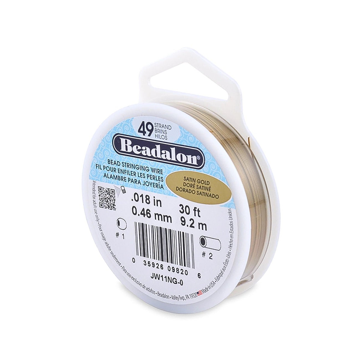 Beadalon Schmuckdraht 49 Fäden (0.46 mm) - Satin Gold - PerlineBeads SA