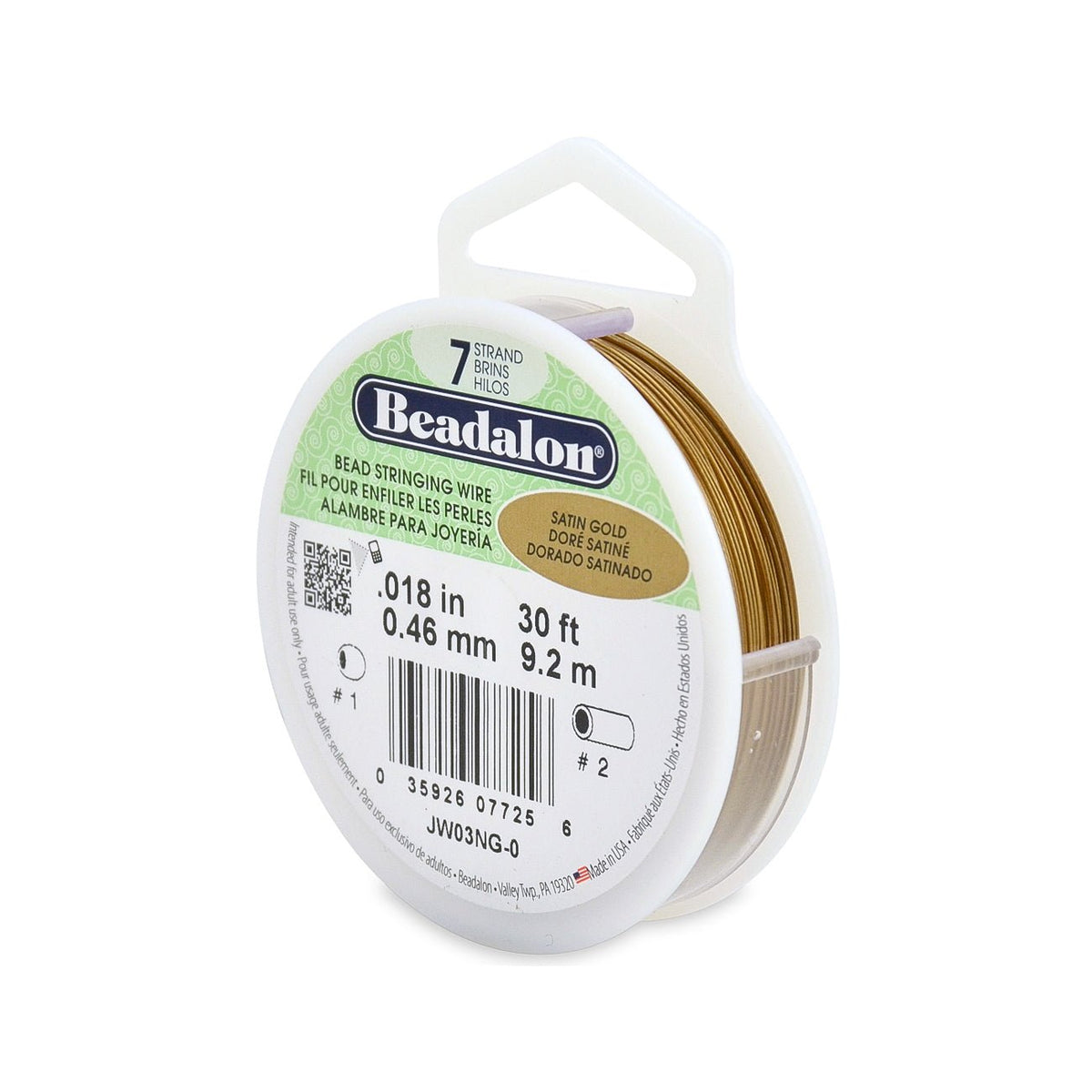 Beadalon Schmuckdraht 7 Fäden (0.46 mm) - Satin Gold - PerlineBeads SA