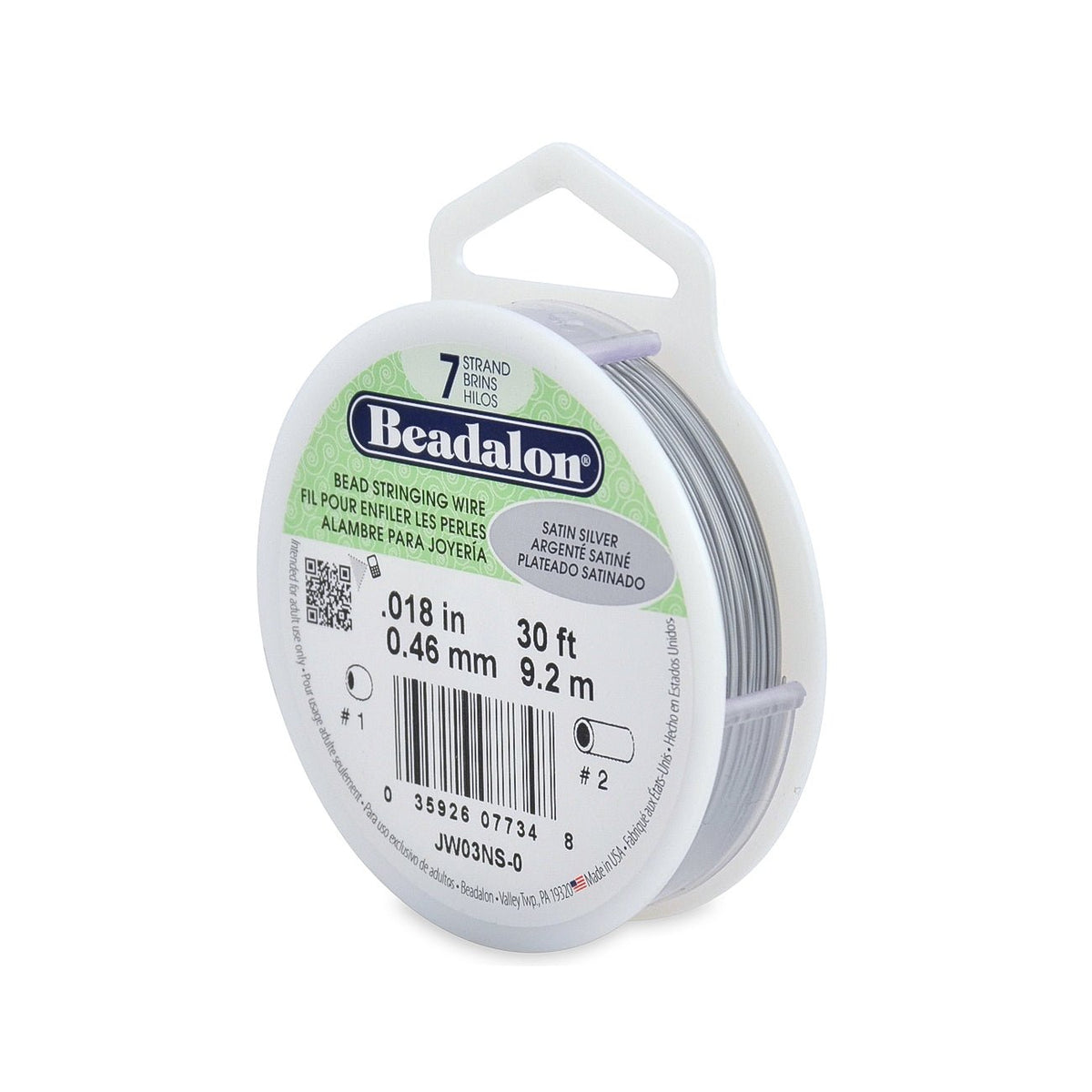 Beadalon Schmuckdraht 7 Fäden (0.46 mm) - Satin Silver - PerlineBeads SA