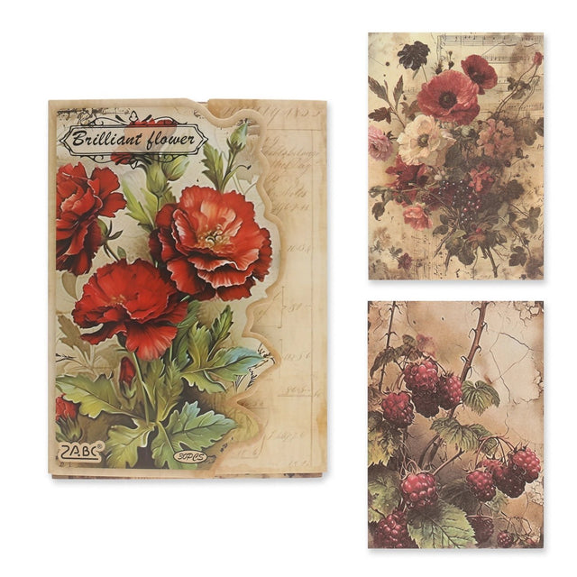 Bedrucktes Scrapbooking Papier | „Brilliant Flower“ | 30 - teiliges Set - PerlineBeads SA