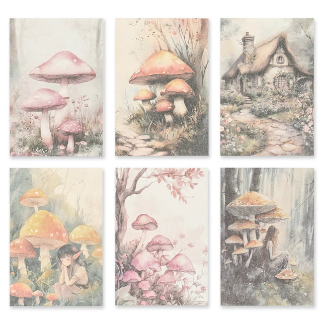 Bedrucktes Scrapbooking Papier | „Mushroom Fairytale“ | 30 - teiliges Set - PerlineBeads SA