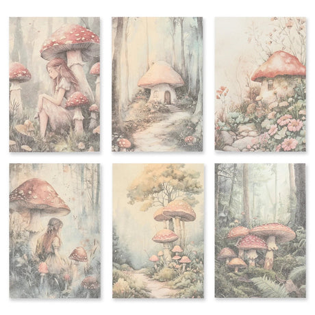Bedrucktes Scrapbooking Papier | „Mushroom Fairytale“ | 30 - teiliges Set - PerlineBeads SA