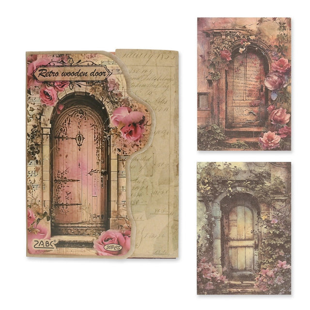 Bedrucktes Scrapbooking Papier | „Secret Garden Doors“ | 30 - teiliges Set - PerlineBeads SA