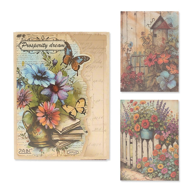 Bedrucktes Scrapbooking Papier | „Vintage Garden Tales“ | 30 - teiliges Set - PerlineBeads SA