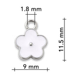 Blüten Charm Anhänger • platiniert • Emaille weiss • 9 x 11.5 mm - PerlineBeads SA