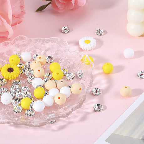 Blütenzauber Perlenset – Gänseblümchen & Sonnenblume, 79-teilig - PerlineBeads SA