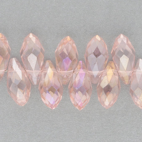 Briolettes Glasperlen mit seitlichem Loch 13x6 mm - Peach Puff - PerlineBeads SA