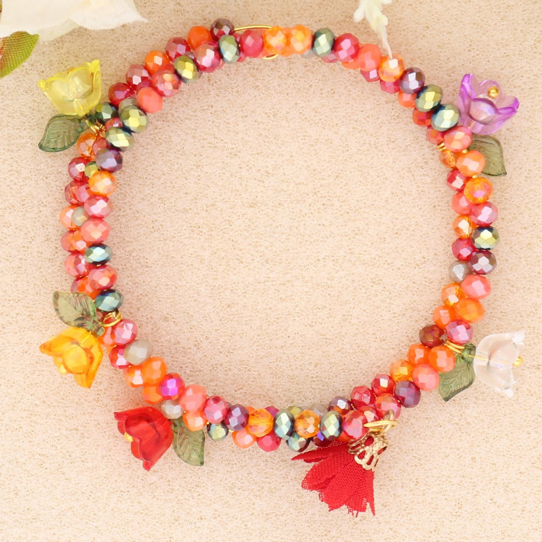 Charm-Anhänger "Blume" aus Stoff – Farbenmix - PerlineBeads