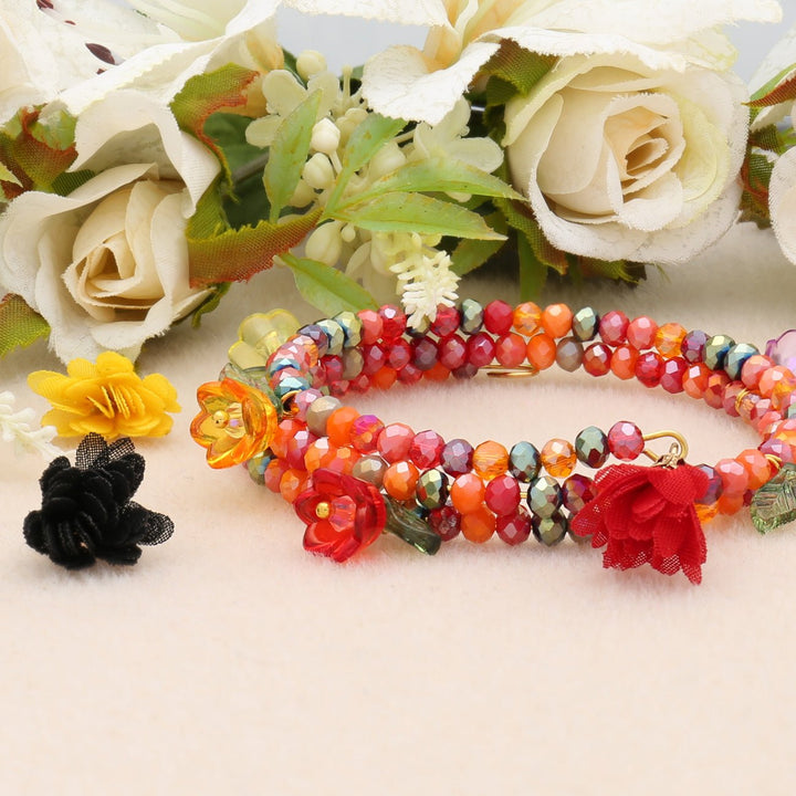 Charm-Anhänger "Blume" aus Stoff – Farbenmix - PerlineBeads