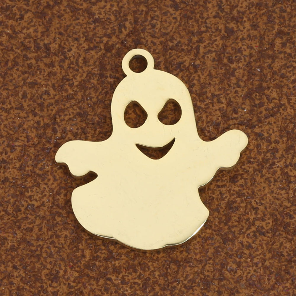 Charm / Anhänger Halloween “Gespenst” - Edelstahl Farbe Gold - PerlineBeads