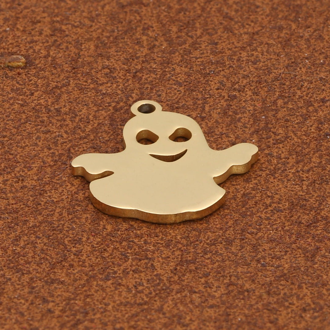 Charm / Anhänger Halloween “Gespenst” - Edelstahl Farbe Gold - PerlineBeads