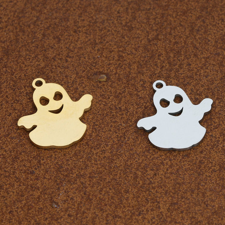 Charm / Anhänger Halloween “Gespenst” - Edelstahl Farbe Gold - PerlineBeads