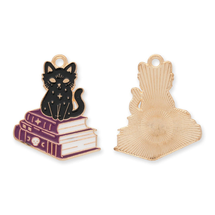 Charm / Anhänger Halloween “Katze mit Bücher” - PerlineBeads