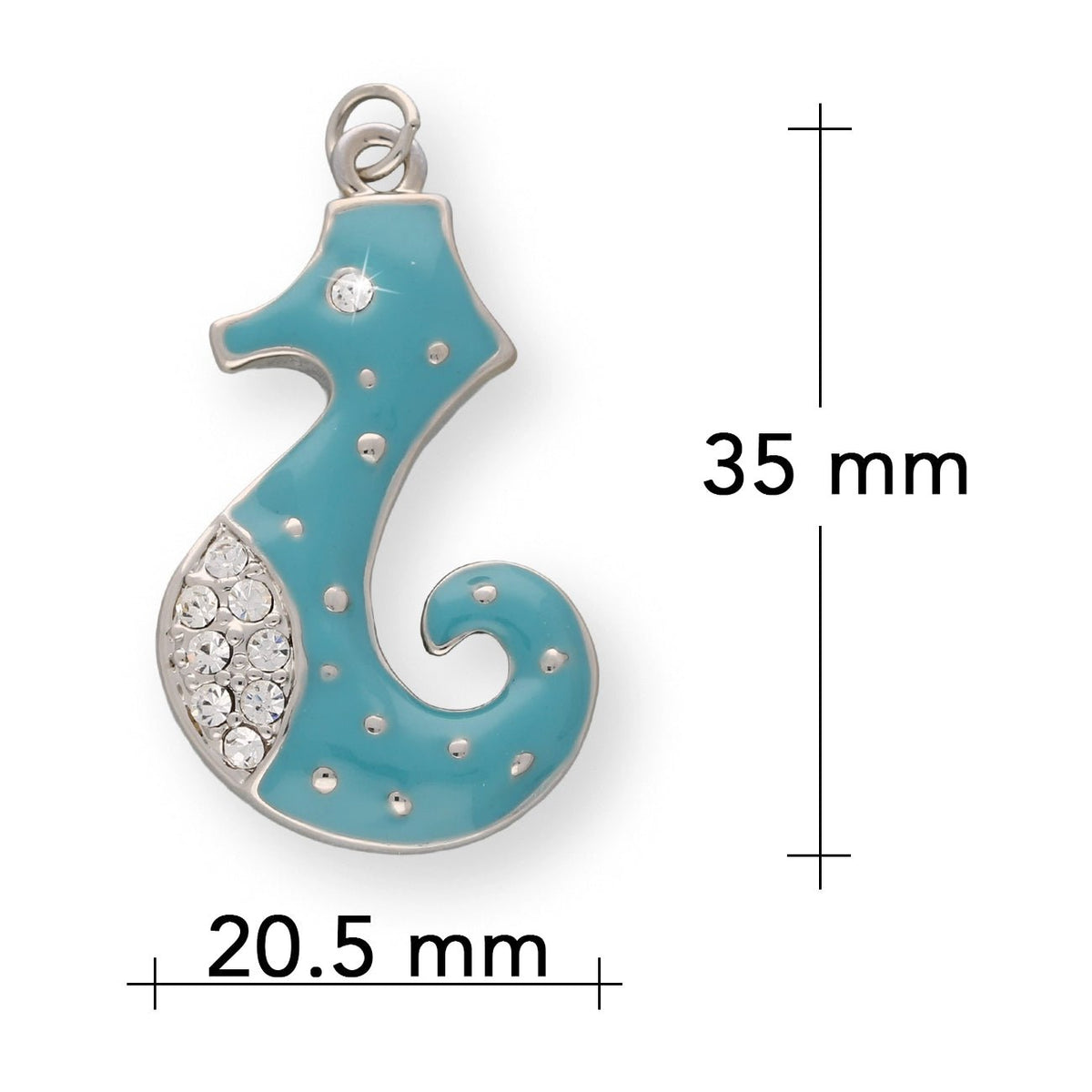 Charm / Anhänger “Seepferdchen” - Farbe Türkis/Silber - PerlineBeads SA