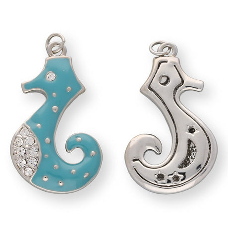 Charm / Anhänger “Seepferdchen” - Farbe Türkis/Silber - PerlineBeads SA