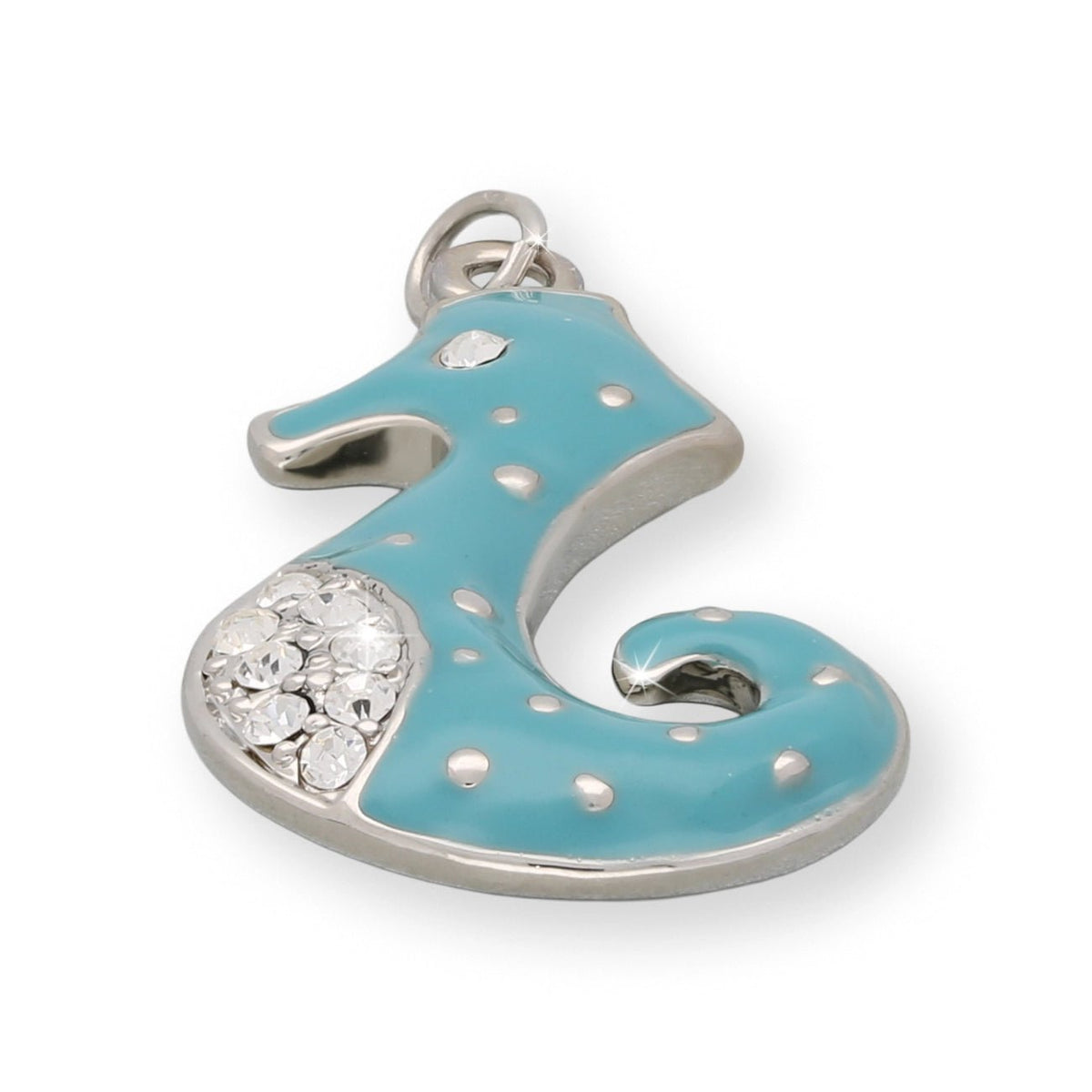 Charm / Anhänger “Seepferdchen” - Farbe Türkis/Silber - PerlineBeads SA