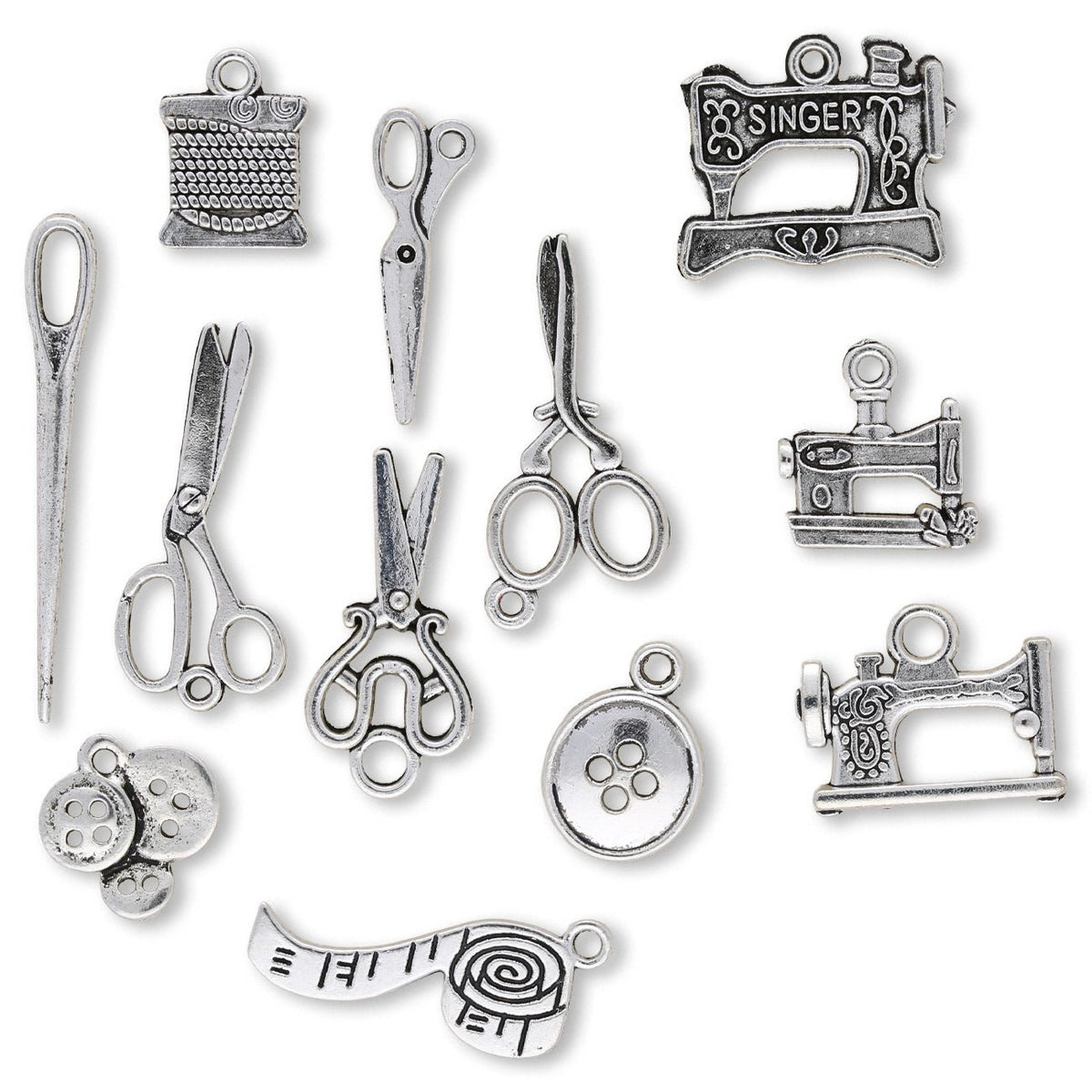 Charm Set “Nähwerkzeuge” (12 Stk.) - PerlineBeads SA