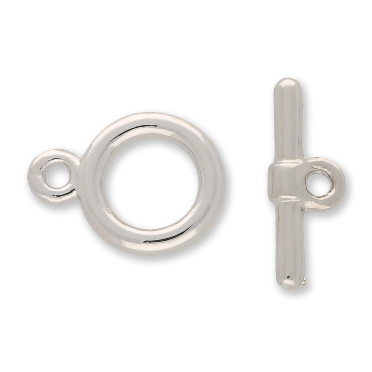 Claspgarten Knebelverschluss rund | 12 mm | 1 - strängig | rhodiniert (Silber) - PerlineBeads SA