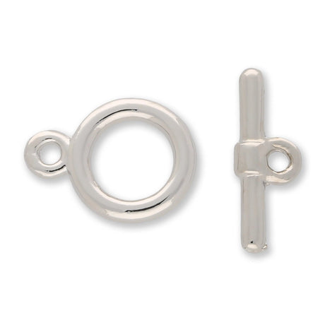 Claspgarten Knebelverschluss rund | 12 mm | 1 - strängig | rhodiniert (Silber) - PerlineBeads SA