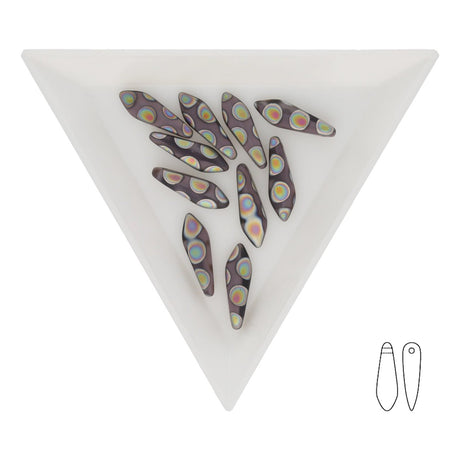 Dagger Bead 1 - Loch - Opaque Lila Vitrail Dots - PerlineBeads SA