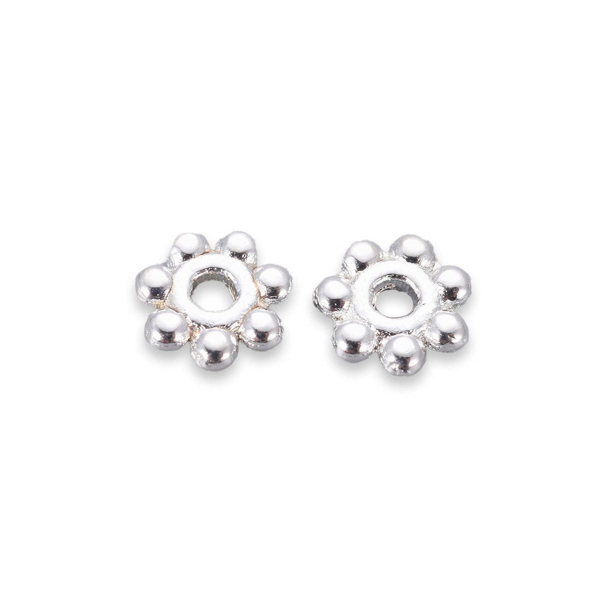 Daisy Spacer Perlen 4 mm - Farbe Silber - PerlineBeads