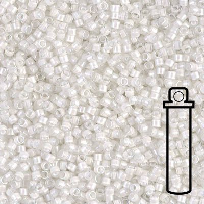 Delica 11/0 - DB066 - Lined white AB - PerlineBeads SA