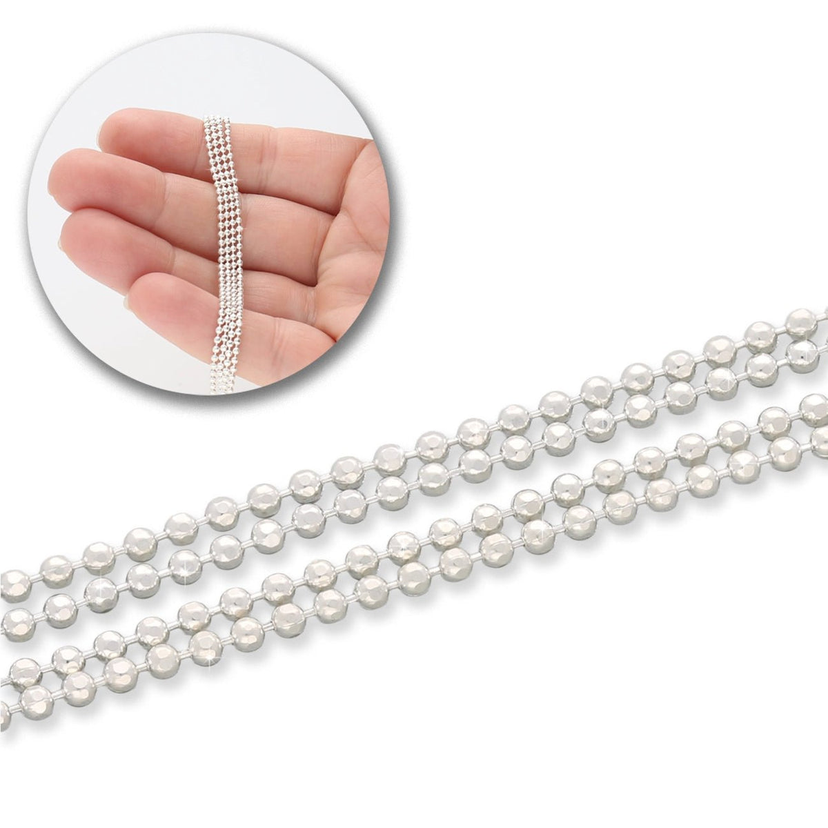 Diamantierte Kugelkette 1.5 mm – Farbe Silber - PerlineBeads SA
