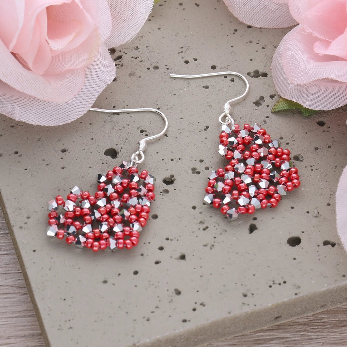 DIY Ohrringe - Kit „Rubinfunkeln“ – Rot & Silber - PerlineBeads SA