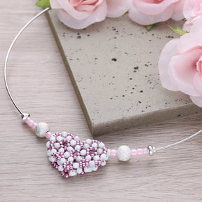 DIY Schmuck - Kit „Herzblüte“ – Halsreif mit 3D - Herz - PerlineBeads SA
