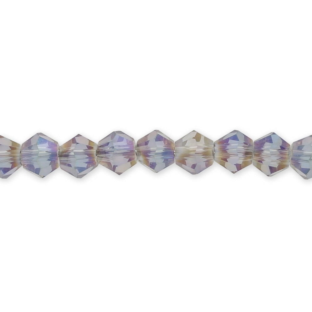 Doppelkegel 4 mm – aus Glas - Transparent Rainbow Purple - PerlineBeads SA