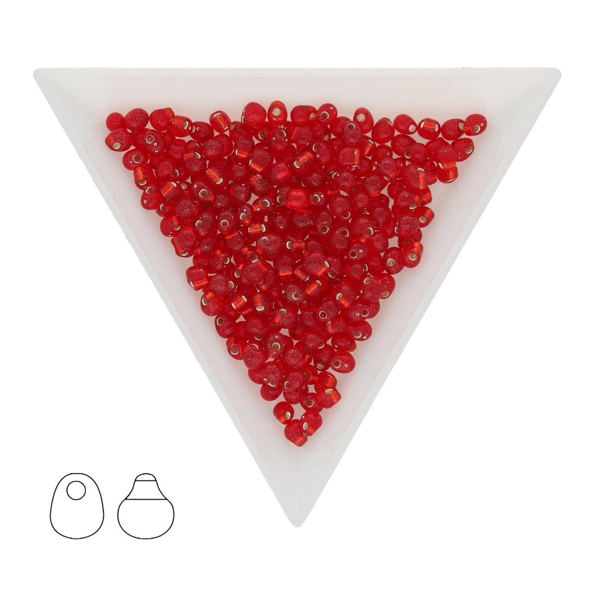 Drop Beads 3,4 mm – Transparent Silver Lined Flame Red - PerlineBeads SA