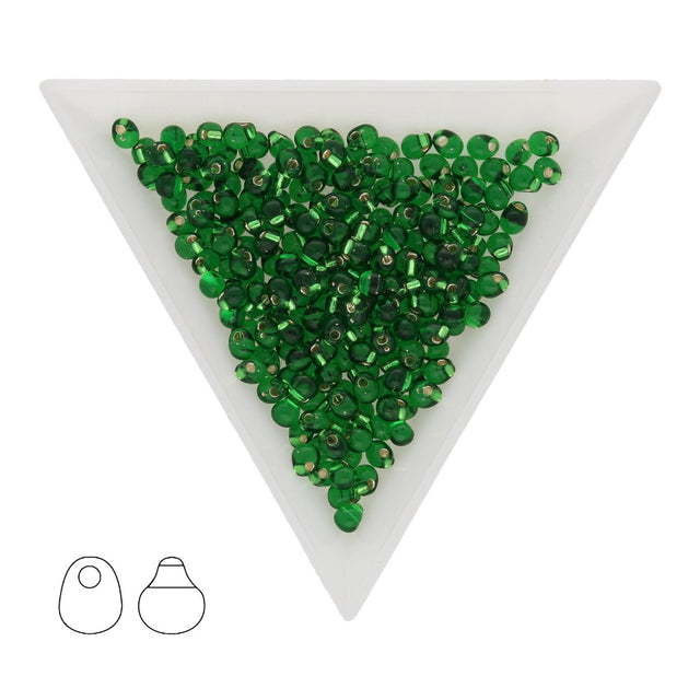 Drop Beads 3,4 mm – Transparent Silver Lined Green - PerlineBeads SA