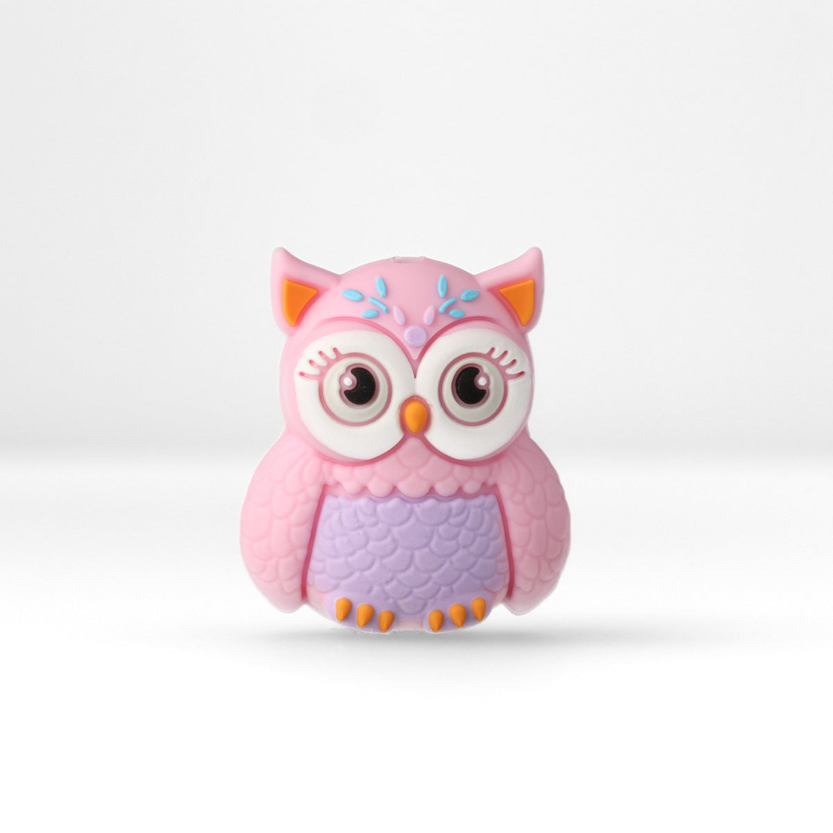 Eule Focal-Bead • 3D-Silikonperle in Pink mit Kulleraugen - PerlineBeads SA