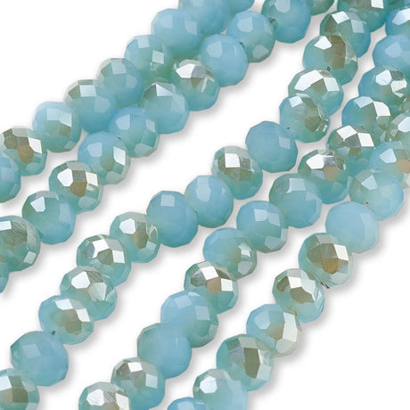 Facettierte Glas - Rondellen 6x4 mm – Medium Turquoise - PerlineBeads SA
