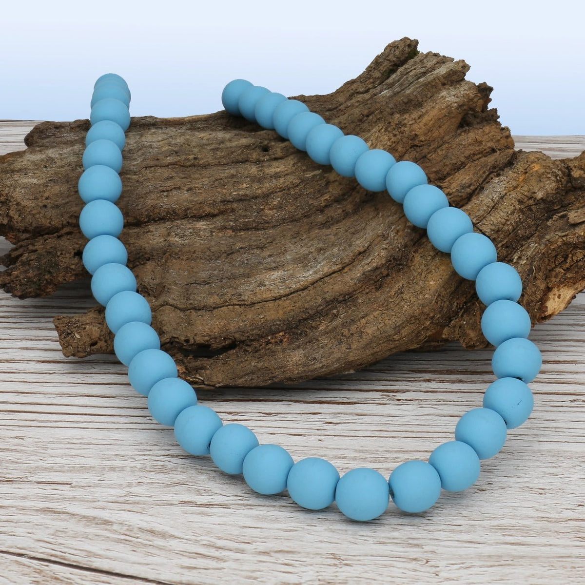 Farbige Holzperlen – ca. Ø 10 mm - Hellblau - PerlineBeads SA