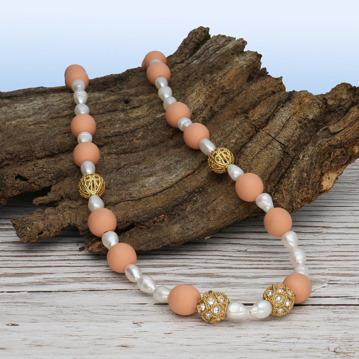 Farbige Holzperlen – ca. Ø 10 mm - Lachs - PerlineBeads SA