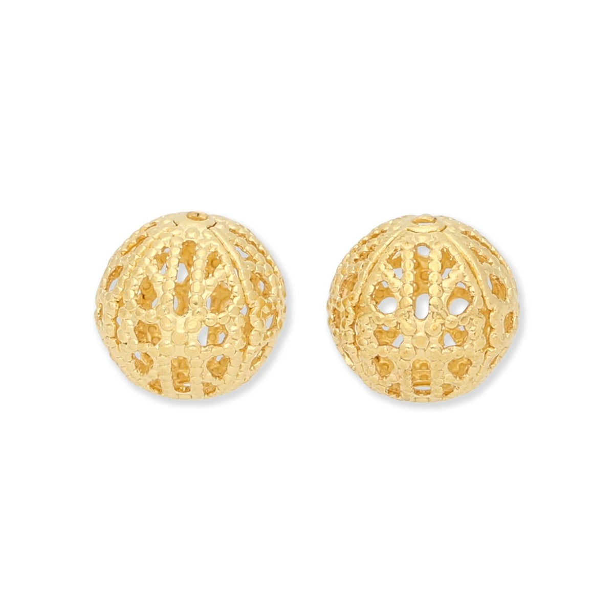 Filigrane Metallperlen rund | goldfarben | Ø ca. 10 mm | (5 Stk.) - PerlineBeads SA