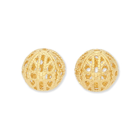 Filigrane Metallperlen rund | goldfarben | Ø ca. 10 mm | (5 Stk.) - PerlineBeads SA