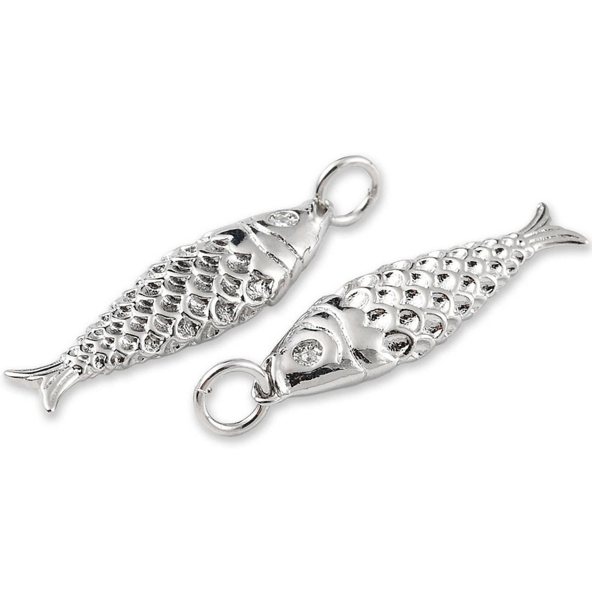 Fisch-Anhänger • Platinfarben • 25.5 x 7 mm - PerlineBeads SA