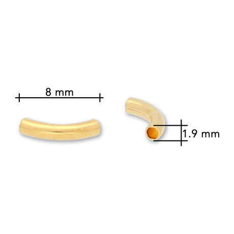 Gebogene Metallrohre "Tube Spacer" – Goldfarben, 8 mm (20 Stück) - PerlineBeads SA
