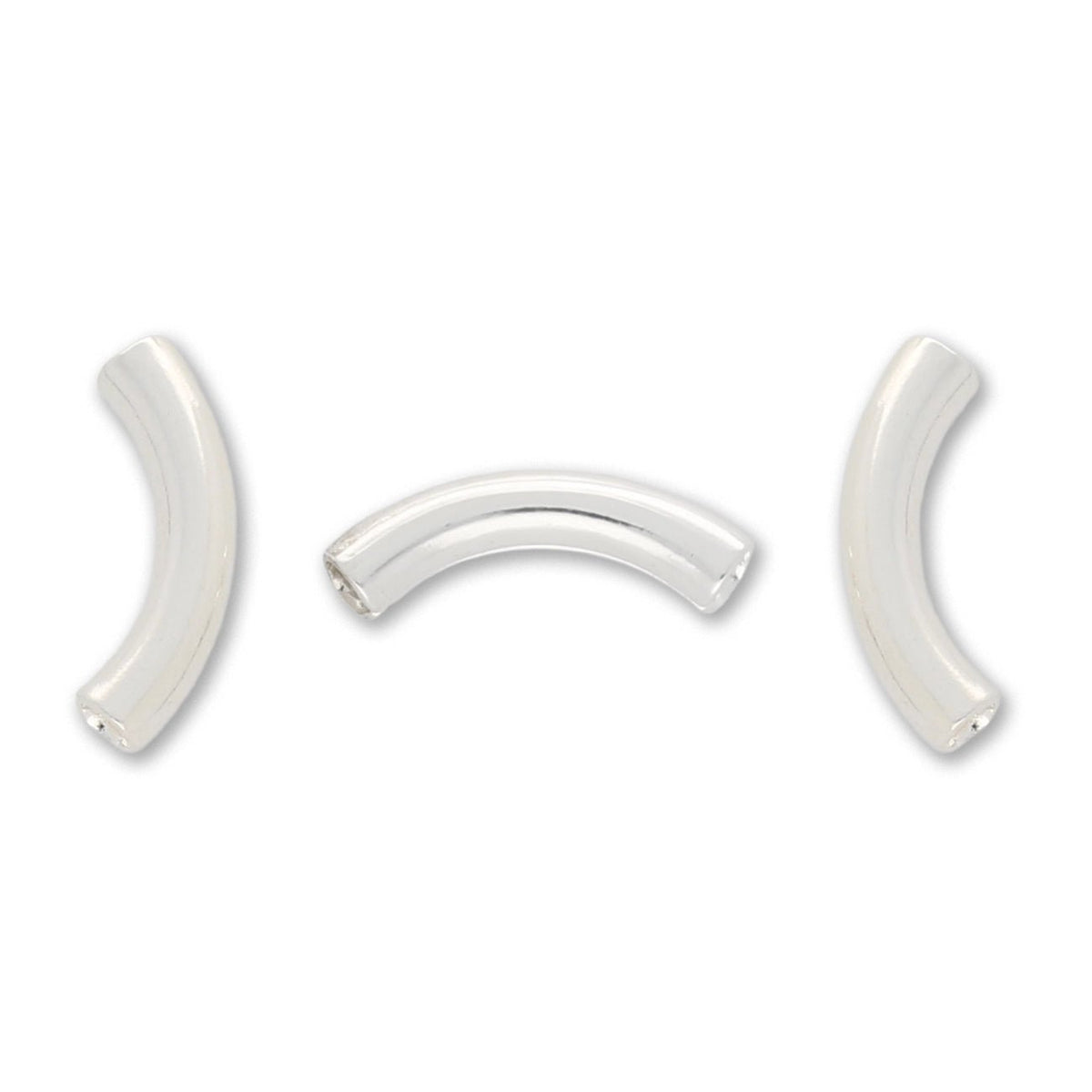 Gebogene Spacer Röhrchen – Silberfarben, 8mm (20 Stück) - PerlineBeads SA
