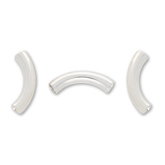Gebogene Spacer Röhrchen – Silberfarben, 8mm (20 Stück) - PerlineBeads SA