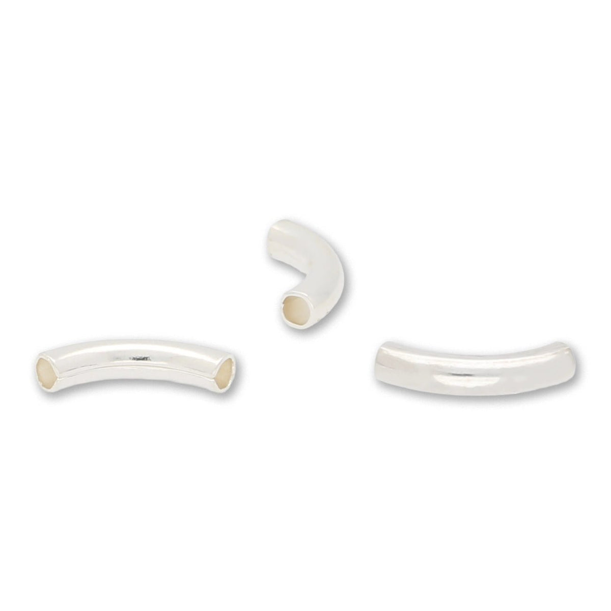 Gebogene Spacer Röhrchen – Silberfarben, 8mm (20 Stück) - PerlineBeads SA